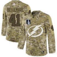 Adidas Tampa Bay Lightning #41 Pierre-Edouard Bellemare Camo 2022 Stanley Cup Final Patch Authentic Stitched NHL Jersey