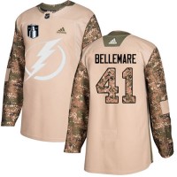 Adidas Tampa Bay Lightning #41 Pierre-Edouard Bellemare Camo Authentic 2022 Stanley Cup Final Patch Veterans Day Stitched NHL Jersey