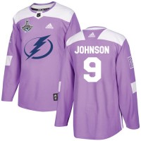 Adidas Tampa Bay Lightning #9 Tyler Johnson Purple Authentic Fights Cancer 2020 Stanley Cup Champions Stitched NHL Jersey