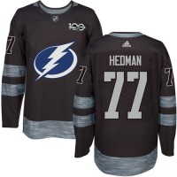 Adidas Tampa Bay Lightning #77 Victor Hedman Black 1917-2017 100th Anniversary Stitched NHL Jersey