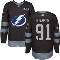 Adidas Tampa Bay Lightning #91 Steven Stamkos Black 1917-2017 100th Anniversary Stitched NHL Jersey