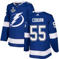 Adidas Tampa Bay Lightning #55 Braydon Coburn Blue Home Authentic 2020 Stanley Cup Champions Stitched NHL Jersey