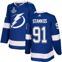 Adidas Tampa Bay Lightning #91 Steven Stamkos Blue Home Authentic 2020 Stanley Cup Champions Stitched NHL Jersey