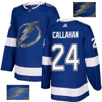 Adidas Tampa Bay Lightning #24 Ryan Callahan Blue Home Authentic Fashion Gold Stitched NHL Jersey