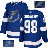 Adidas Tampa Bay Lightning #98 Mikhail Sergachev Blue Home Authentic Fashion Gold Stitched NHL Jersey