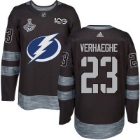 Adidas Tampa Bay Lightning #23 Carter Verhaeghe Black 1917-2017 100th Anniversary 2020 Stanley Cup Champions Stitched NHL Jersey