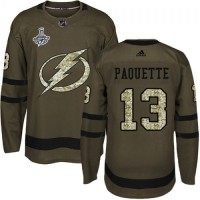 Adidas Tampa Bay Lightning #13 Cedric Paquette Green Salute to Service 2020 Stanley Cup Champions Stitched NHL Jersey