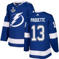 Adidas Tampa Bay Lightning #13 Cedric Paquette Blue Home Authentic 2020 Stanley Cup Champions Stitched NHL Jersey