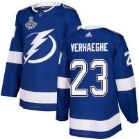 Adidas Tampa Bay Lightning #23 Carter Verhaeghe Blue Home Authentic 2020 Stanley Cup Champions Stitched NHL Jersey