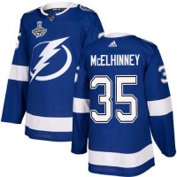 Adidas Tampa Bay Lightning #35 Curtis McElhinney Blue Home Authentic 2020 Stanley Cup Champions Stitched NHL Jersey