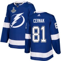 Adidas Tampa Bay Lightning #81 Erik Cernak Blue Home Authentic 2020 Stanley Cup Champions Stitched NHL Jersey