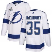 Adidas Tampa Bay Lightning #35 Curtis McElhinney White Road Authentic 2020 Stanley Cup Champions Stitched NHL Jersey