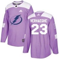 Adidas Tampa Bay Lightning #23 Carter Verhaeghe Purple Authentic Fights Cancer Stitched NHL Jersey