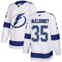 Adidas Tampa Bay Lightning #35 Curtis McElhinney White Road Authentic Stitched NHL Jersey
