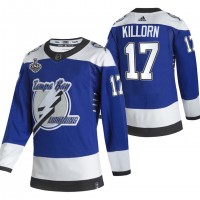 Adidas Tampa Bay Lightning #17 Alex Killorn Blue Road Authentic 2021 NHL Stanley Cup Final Patch Jersey