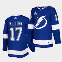 Adidas Tampa Bay Lightning #17 Alex Killorn Blue Home Authentic 2021 NHL Stanley Cup Final Patch Jersey