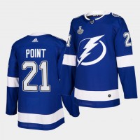 Adidas Tampa Bay Lightning #21 Brayden Point Blue Home Authentic 2021 NHL Stanley Cup Final Patch Jersey