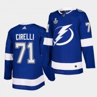Adidas Tampa Bay Lightning #71 Anthony Cirelli Blue Home Authentic 2021 NHL Stanley Cup Final Patch Jersey