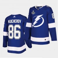 Adidas Tampa Bay Lightning #86 Nikita Kucherov Blue Home Authentic 2021 Stanley Cup Champions Jersey