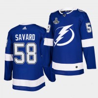 Adidas Tampa Bay Lightning #58 David Savard Blue Home Authentic 2021 Stanley Cup Champions Jersey