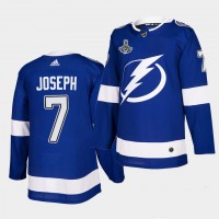 Adidas Tampa Bay Lightning #7 Mathieu Joseph Blue Home Authentic 2021 Stanley Cup Champions Jersey