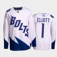 Adidas Tampa Bay Lightning #1 Brian Elliott Men's 2022 Stadium Series Authentic NHL Jersey - White