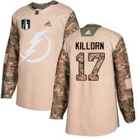 Adidas Tampa Bay Lightning #17 Alex Killorn Camo Authentic 2022 Stanley Cup Final Patch Veterans Day Stitched NHL Jersey