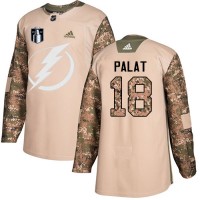 Adidas Tampa Bay Lightning #18 Ondrej Palat Camo Authentic 2022 Stanley Cup Final Patch Veterans Day Stitched NHL Jersey