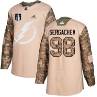 Adidas Tampa Bay Lightning #98 Mikhail Sergachev Camo Authentic 2022 Stanley Cup Final Patch Veterans Day Stitched NHL Jersey