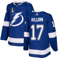 Adidas Tampa Bay Lightning #17 Alex Killorn Blue 2022 Stanley Cup Final Patch Home Authentic Stitched NHL Jersey