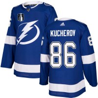 Adidas Tampa Bay Lightning #86 Nikita Kucherov Blue 2022 Stanley Cup Final Patch Home Authentic Stitched NHL Jersey