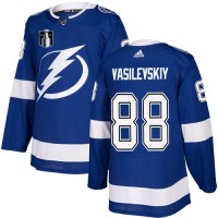 Adidas Tampa Bay Lightning #88 Andrei Vasilevskiy Blue 2022 Stanley Cup Final Patch Home Authentic Stitched NHL Jersey