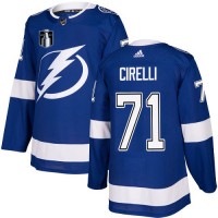 Adidas Tampa Bay Lightning #71 Anthony Cirelli Blue 2022 Stanley Cup Final Patch Home Authentic Stitched NHL Jersey