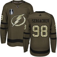 Adidas Tampa Bay Lightning #98 Mikhail Sergachev Green 2022 Stanley Cup Final Patch Salute to Service Stitched NHL Jersey