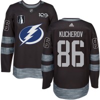 Adidas Tampa Bay Lightning #86 Nikita Kucherov Black 2022 Stanley Cup Final Patch 100th Anniversary Stitched NHL Jersey