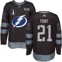 Adidas Tampa Bay Lightning #21 Brayden Point Black 2022 Stanley Cup Final Patch 100th Anniversary Stitched NHL Jersey