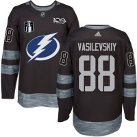 Adidas Tampa Bay Lightning #88 Andrei Vasilevskiy Black 2022 Stanley Cup Final Patch 100th Anniversary Stitched NHL Jersey