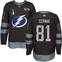 Adidas Tampa Bay Lightning #81 Erik Cernak Black 2022 Stanley Cup Final Patch 100th Anniversary Stitched NHL Jersey