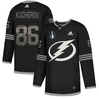 Adidas Tampa Bay Lightning #86 Nikita Kucherov Black 2022 Stanley Cup Final Patch Authentic Classic Stitched NHL Jersey