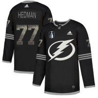 Adidas Tampa Bay Lightning #77 Victor Hedman Black 2022 Stanley Cup Final Patch Authentic Classic Stitched NHL Jersey