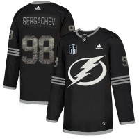 Adidas Tampa Bay Lightning #98 Mikhail Sergachev Black 2022 Stanley Cup Final Patch Authentic Classic Stitched NHL Jersey