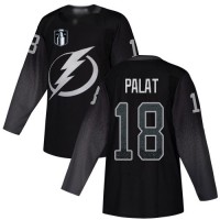 Adidas Tampa Bay Lightning #18 Ondrej Palat Black 2022 Stanley Cup Final Patch Alternate Authentic Stitched NHL Jersey