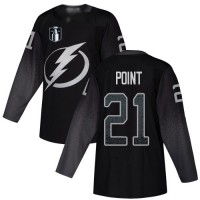 Adidas Tampa Bay Lightning #21 Brayden Point Black 2022 Stanley Cup Final Patch Alternate Authentic Stitched NHL Jersey