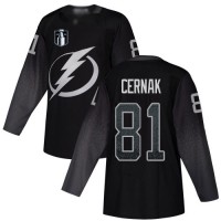 Adidas Tampa Bay Lightning #81 Erik Cernak Black 2022 Stanley Cup Final Patch Alternate Authentic Stitched NHL Jersey