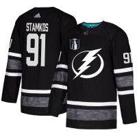 Adidas Tampa Bay Lightning #91 Steven Stamkos Black Authentic 2022 Stanley Cup Final Patch All-Star Stitched NHL Jersey