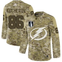 Adidas Tampa Bay Lightning #86 Nikita Kucherov Camo 2022 Stanley Cup Final Patch Authentic Stitched NHL Jersey