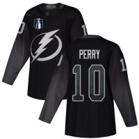 Adidas Tampa Bay Lightning #10 Corey Perry Black 2022 Stanley Cup Final Patch Alternate Authentic Stitched NHL Jersey