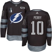 Adidas Tampa Bay Lightning #10 Corey Perry Black 2022 Stanley Cup Final Patch 100th Anniversary Stitched NHL Jersey