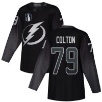 Adidas Tampa Bay Lightning #79 Ross Colton Black 2022 Stanley Cup Final Patch Alternate Authentic Stitched NHL Jersey