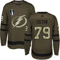 Adidas Tampa Bay Lightning #79 Ross Colton Green 2022 Stanley Cup Final Patch Salute to Service Stitched NHL Jersey